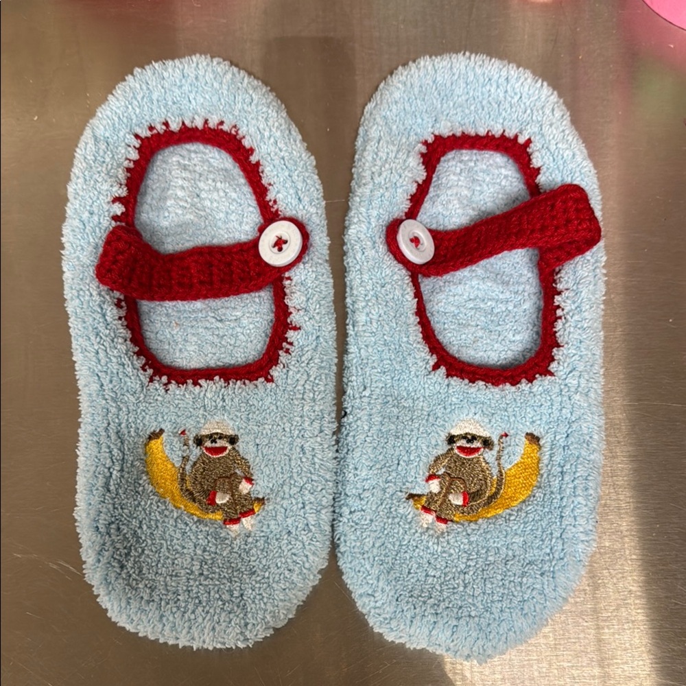 Nick and Nora Sock Monkey Slippers